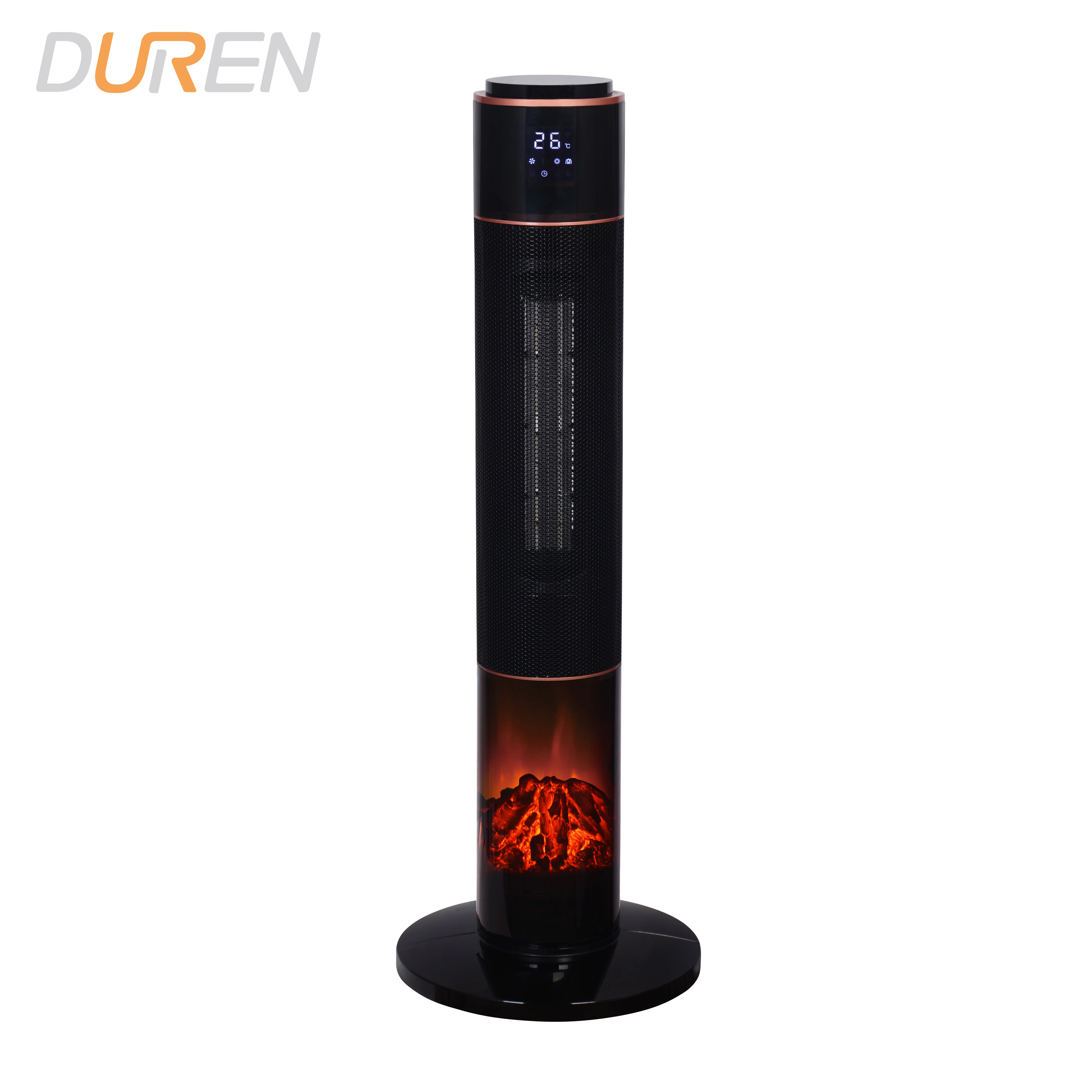 LCD display  Remote control room using ceramic tower ptc fireplace heater with fire flame