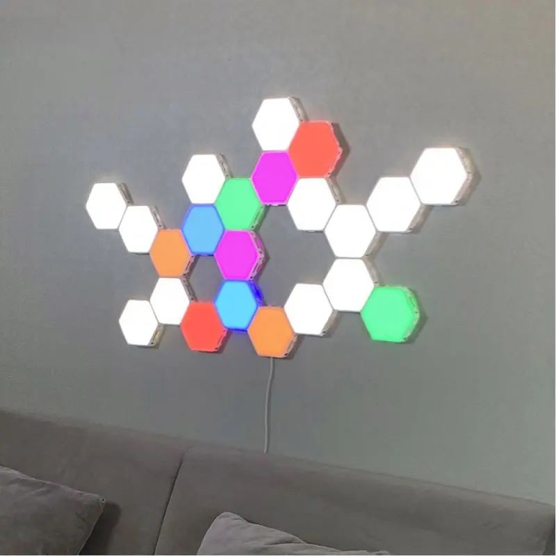 6 Colors hexagon touch light quantum lamp multicolor wall led light indoor