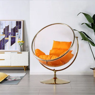 2021 Hot sell luxury Popular Hanging  chairs swing egg Globe Golden Bubble acrylic Chair outdoor hotel living room garden chaise