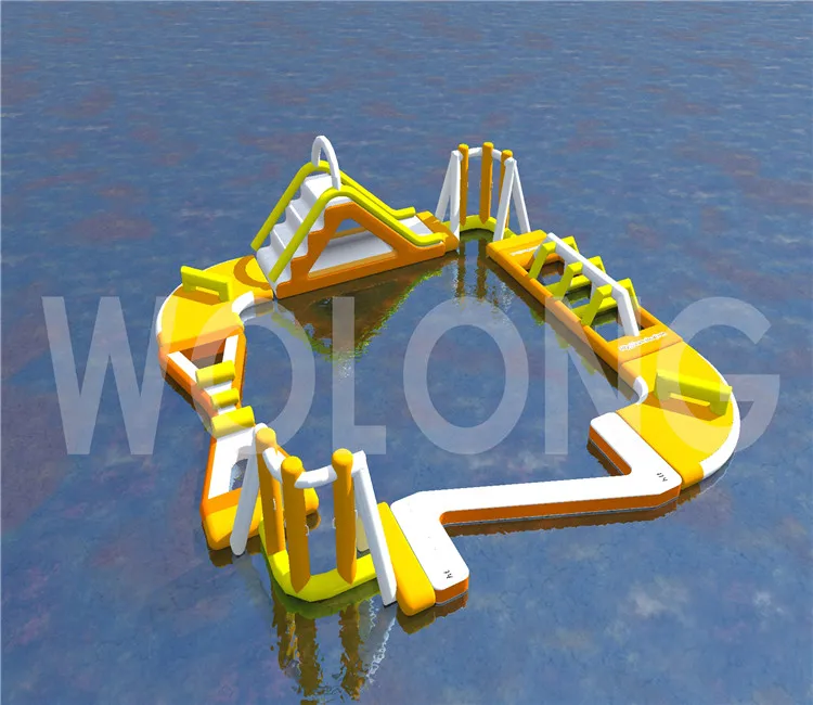 Wolong New colorful inflatable floating water park TUV CE commercial PVC design water park equipmentaccept customization
