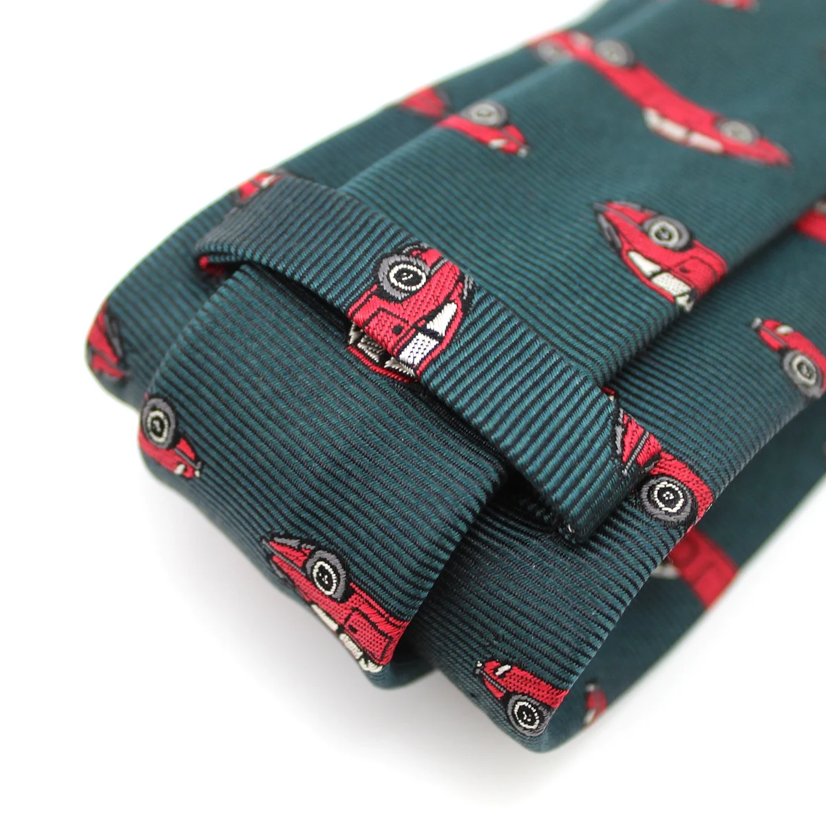 China Mens Neckties Ford Mustan Red Antique Car Silk Twill Woven Handmade Vintage Slim Skinny Auto Green Custom Ties For Men