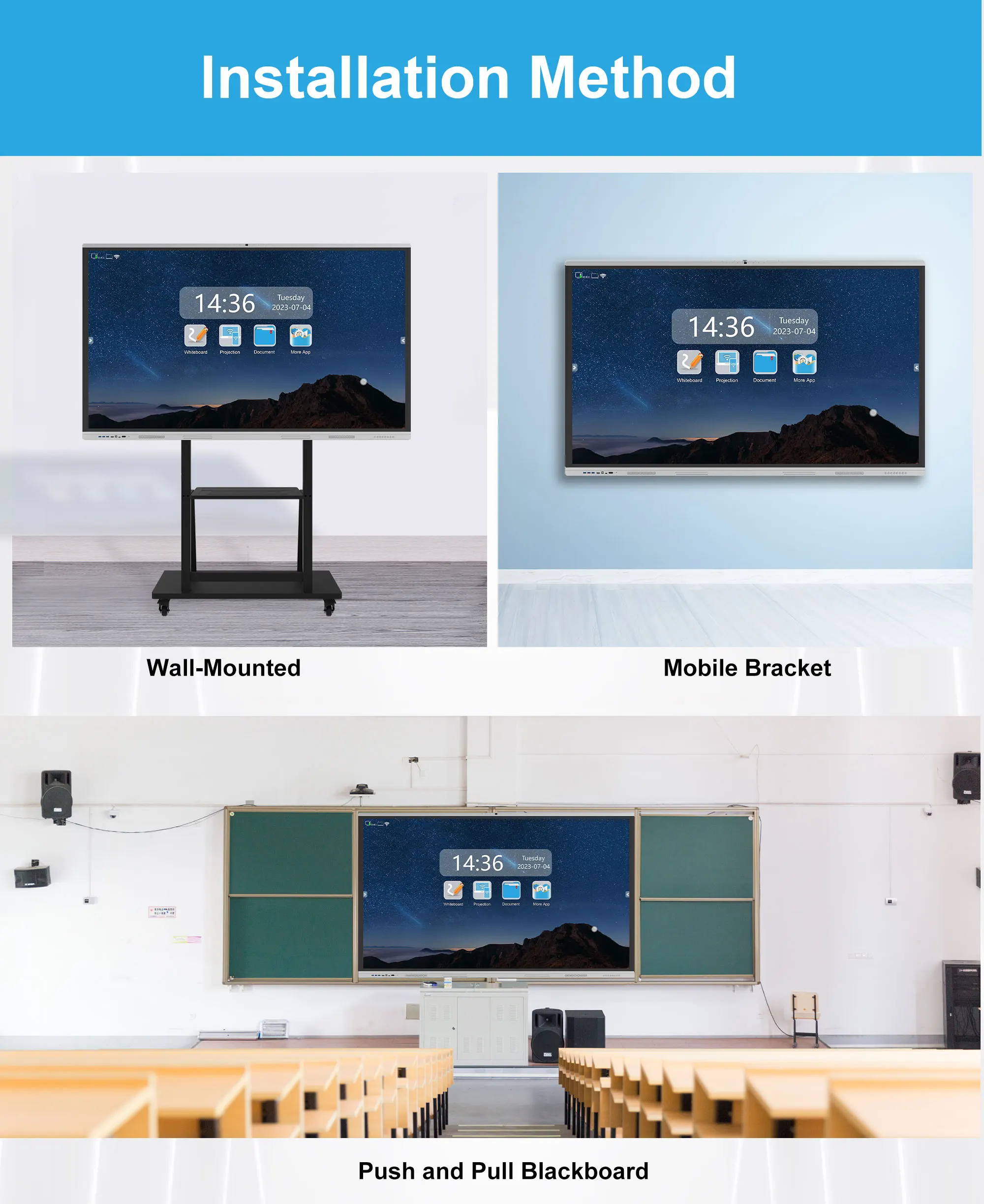 HDFocus Odm 4K 65 75 Inch Touch Screen Monitors Smart Board Interactive Digital Whiteboard For Schools Teaching