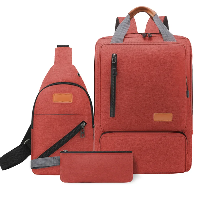 Morden Style 3 Pcs Set Backpack Men Outdoor Travel Backpack Polyester Book For Student Casual Bags