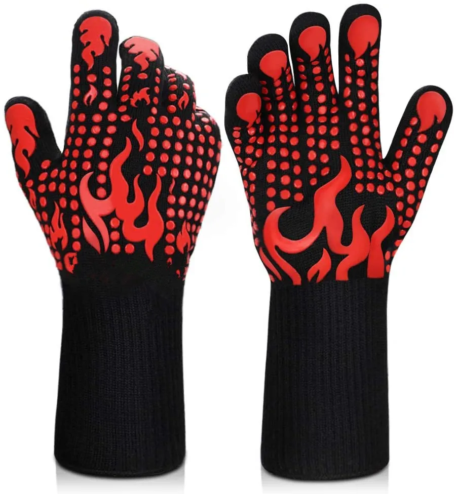 Aramid 932F oven gloves heat resistant silicone shell kitchen glove heat resistant