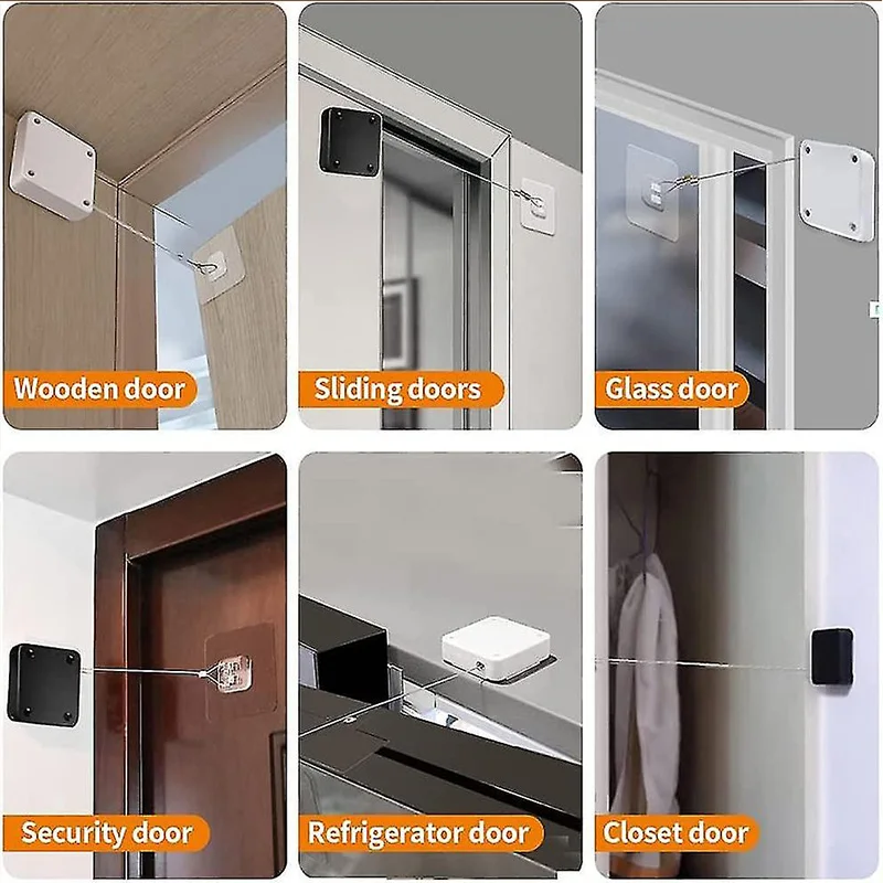 Automatic Sliding Door Closer Punch Free Auto Sensor Door Closer Auto Door Closer With Steel Drawstring For Bedroom