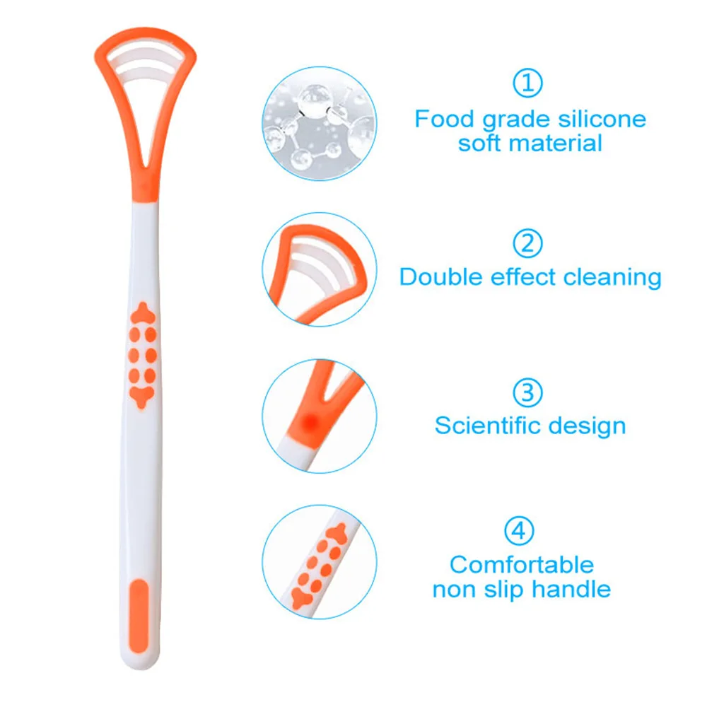 2023 Dental Care Supplier Custom Logo Cheap Price In Stock Silicone Plastic Soft Tongue Cleaner Scraper