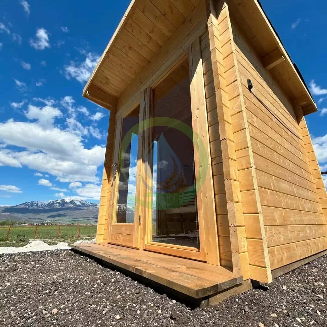 Solid Wood Outdoor Cabin Sauna House Harvia Stove