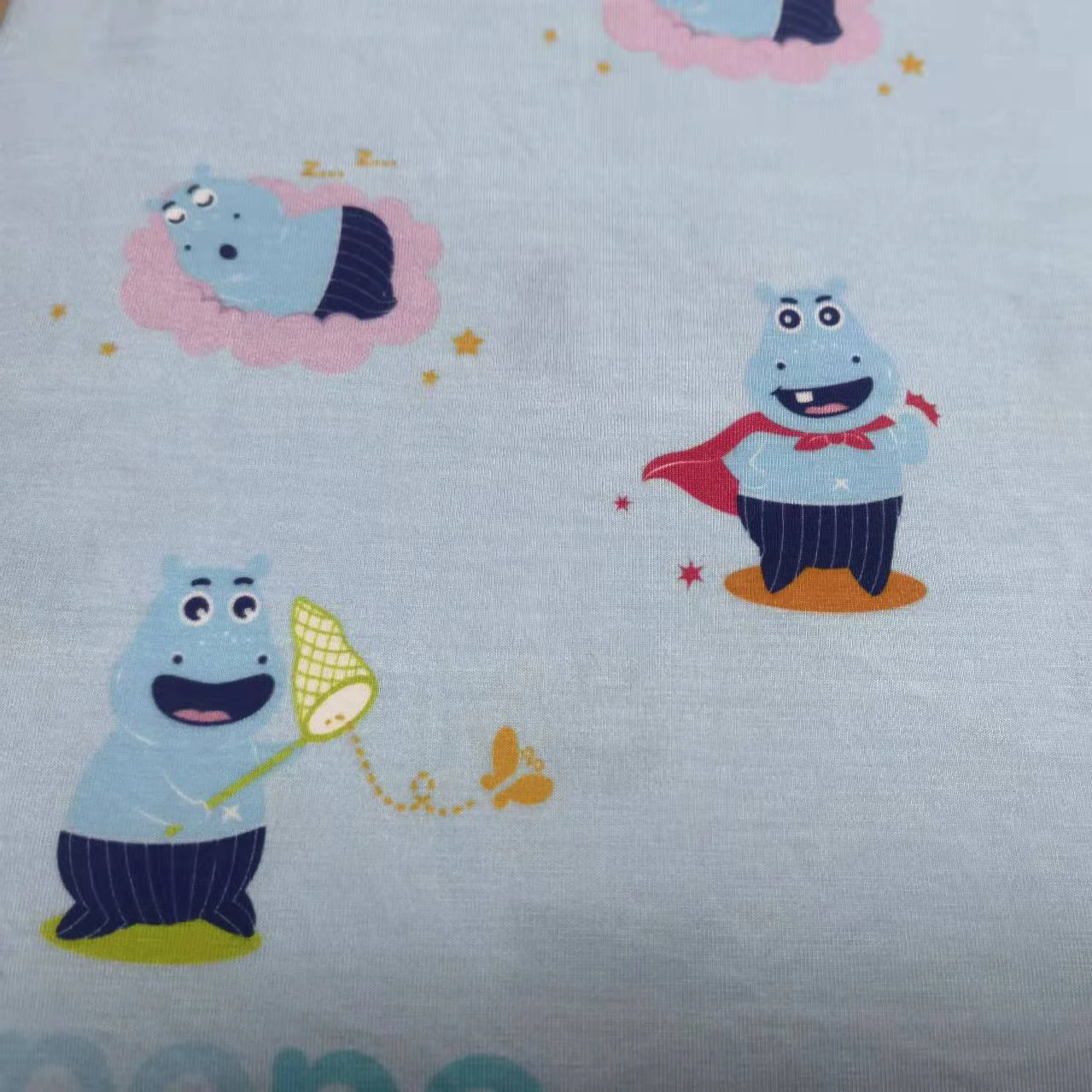 95%Bamboo 5% spandex knitting fabric customized pattern soft breathable  double layers baby blanket