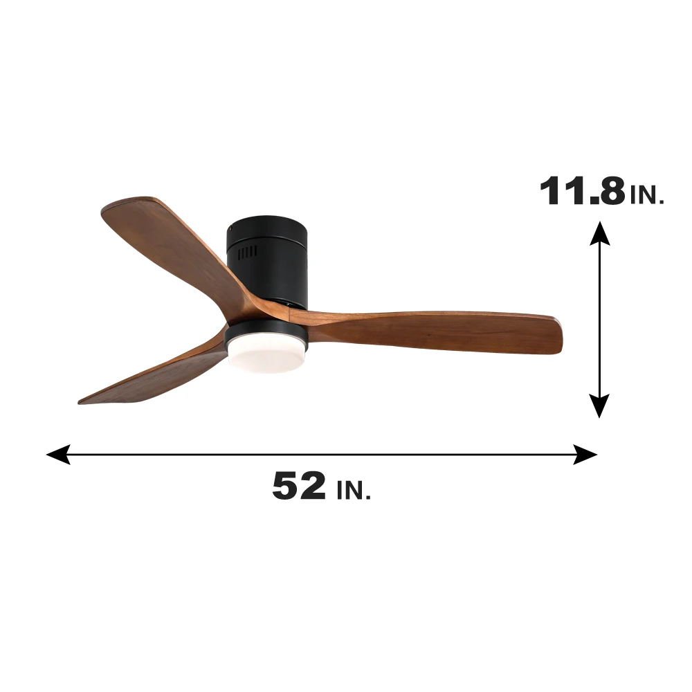 Energy Saving Motor Natural Wood Blades Modern Decorative Hotel Smart Ceiling Fans With Led Lights