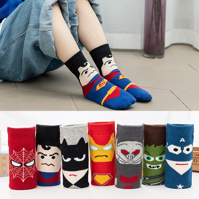 Wholesale Baby Kids Socks Girl Boy Superhero Infant Combed Cotton Cartoon Kid Child Children Cute Sock