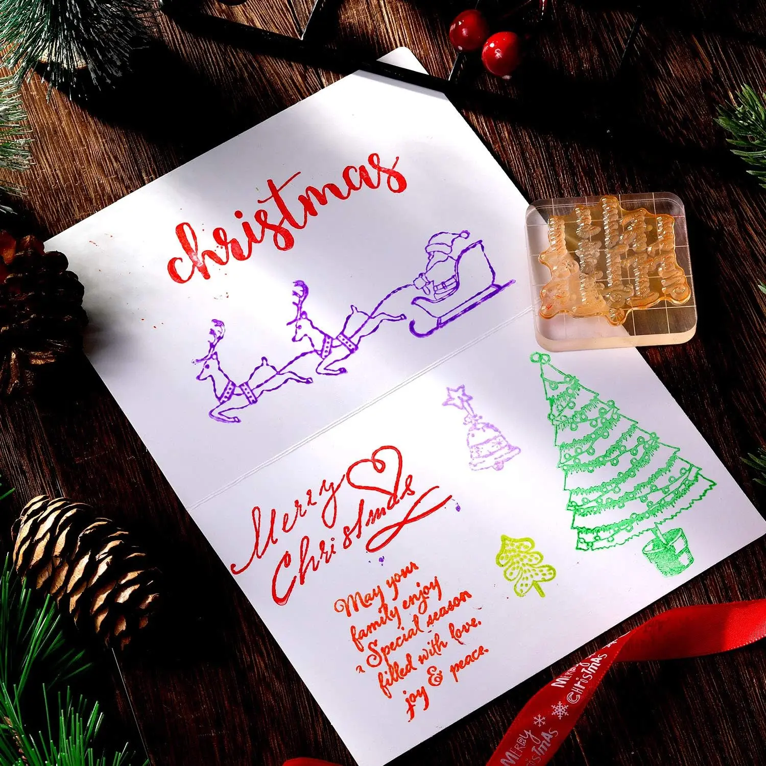 Words Clear Silicone Christmas Greeting Stamps Sentiments Merry Christmas Crafts Stamps Acrylic Stamp Blocks Tools