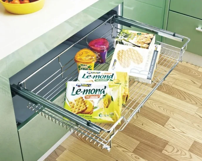 Cabinet Basket Drawer Type Multi-functional Seasoning Dish Basket Kitchen Cabinet Internal Storage Rack