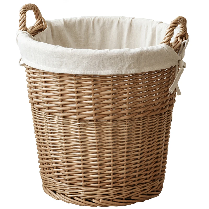 New Handmade Woven Wicker Storage Basket with handles Dirty Clothes Baby Toys Fruit Vegetable Storage Basket For Home Hotel