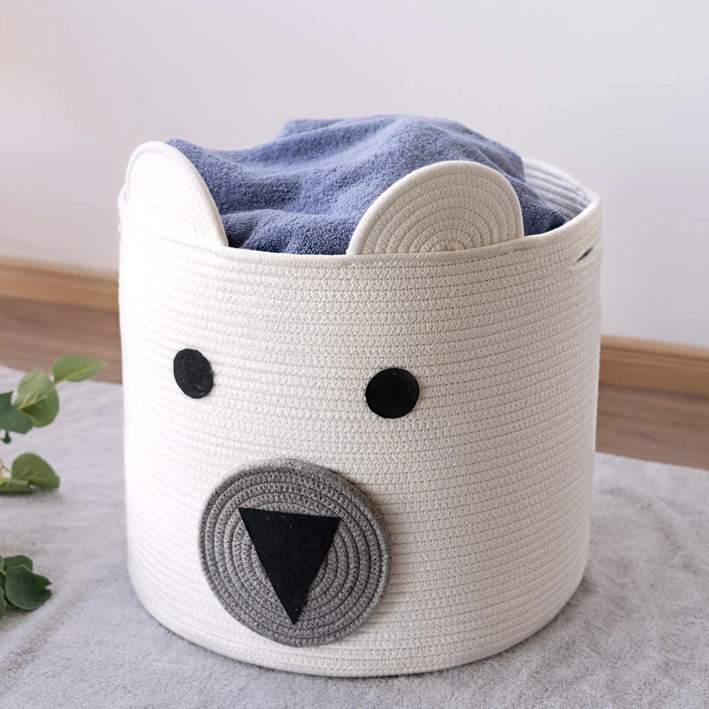 handmade woven cotton rope laundry storage basket large cotton rope basket blanket storage basket for organizing