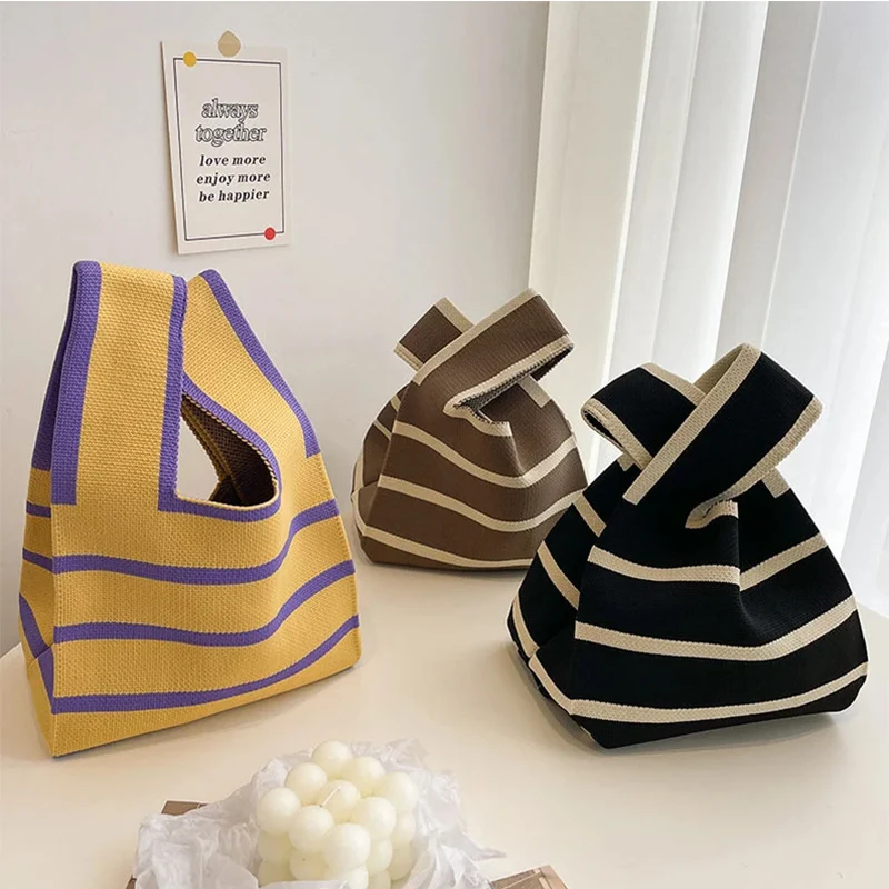 Japanese Eco Friendly Large Capacity Knitting Bags Cotton Hand Knit Chunky Vest Tote Bag for Women