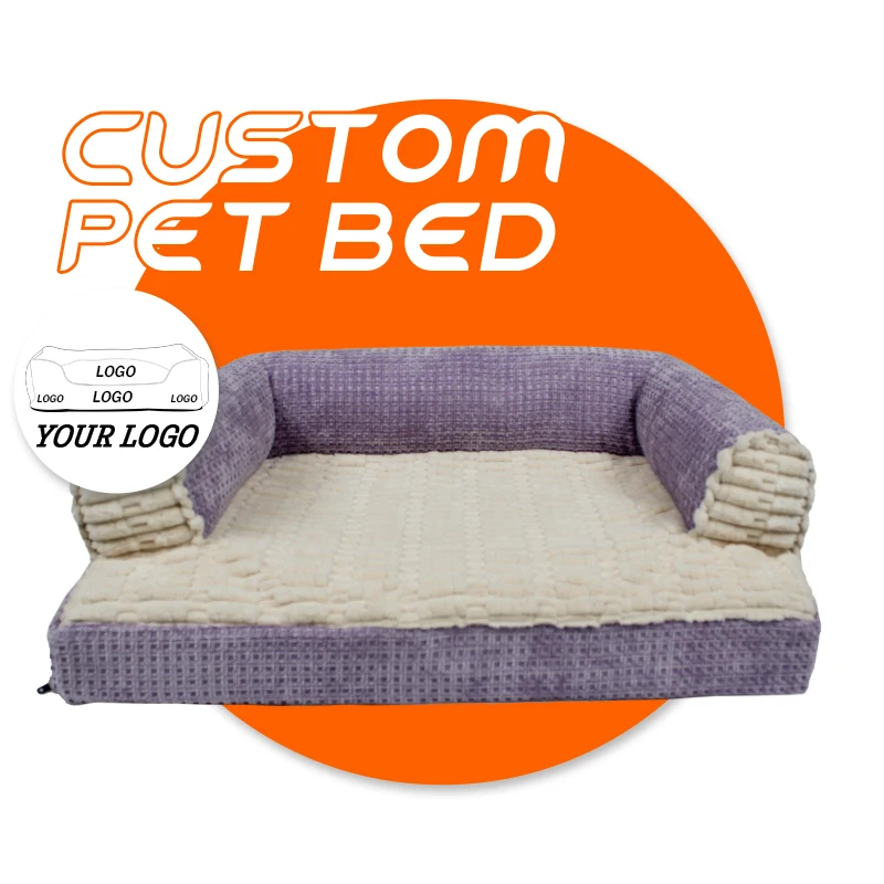 Custom luxury orthopedic pet dog bed 9 head supported cozy sleeping customised custom logo hairy memory foam pet dog sofa bed