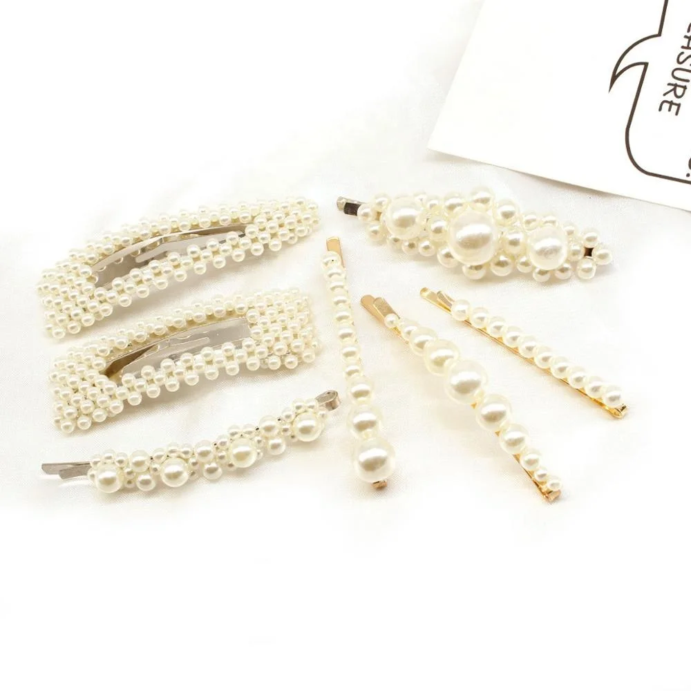 pearl hairpin Korea Japan Trendy Metal Simulated Pearl Acetate Hair Clip for Women Girl Wedding Party Hair Accessories Jewelry