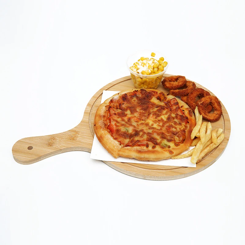 The New Bamboo Cutting Board Pizza Board With Handle Round