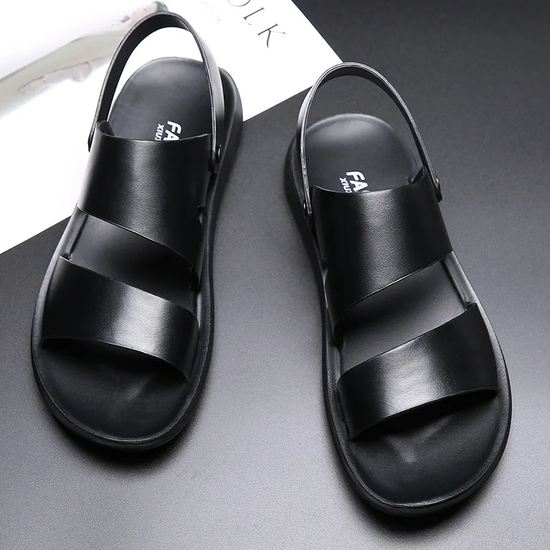 Summer thick soled casual sandals Leather material beach shoes dual-use sandals wholesale