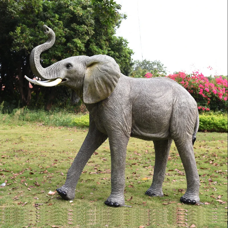 Statue Resin Statue Cute Elephants Large Animal Polyresin Sculpture For Garden Park School Decoration Life Size Resin Statue