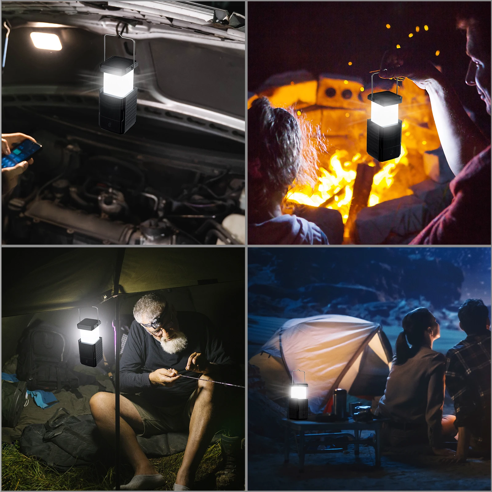 Emergency LED Camping Lantern Flashlight Collapsible 2 in 1 Lantern 2000mah