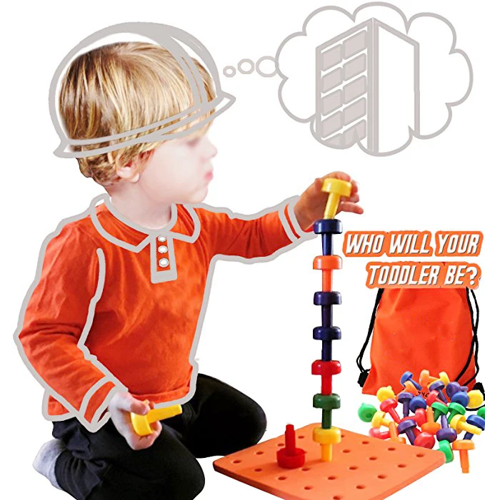 Stacking Peg Board Set Toy - Early Learning For Fine Motor Skills