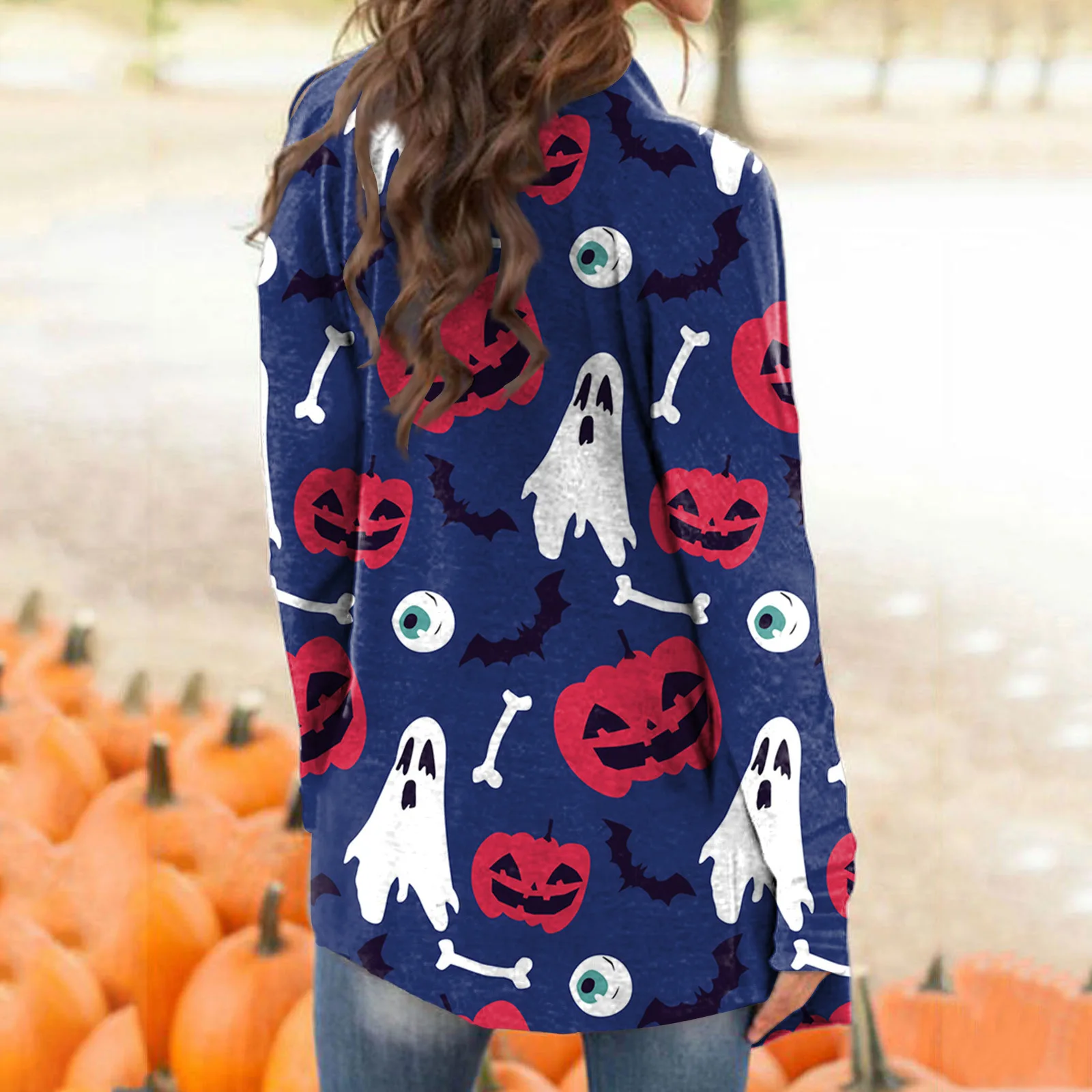 2021 Европейская и американская модная женская куртка на Хэллоуин с перекрестными краями домашний Повседневный Кардиган