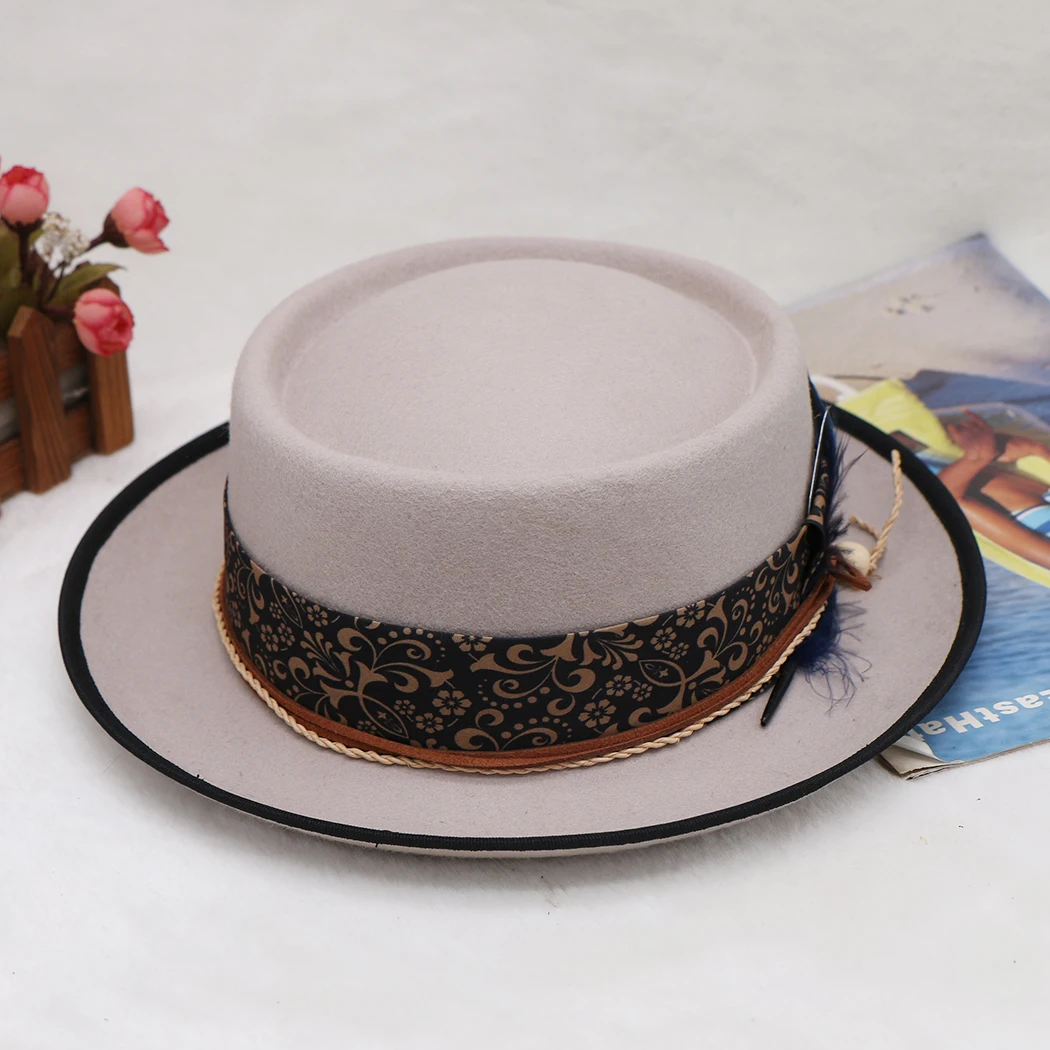 Pure Wool Felt Fedora Hat Open Road Vintage Rancher Hat Airway Vented Panama Hats for Men Women