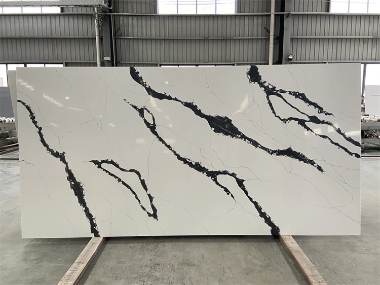 Polish Calacatta Quartz Slabs White Quartz Slab Kitchen Countertop