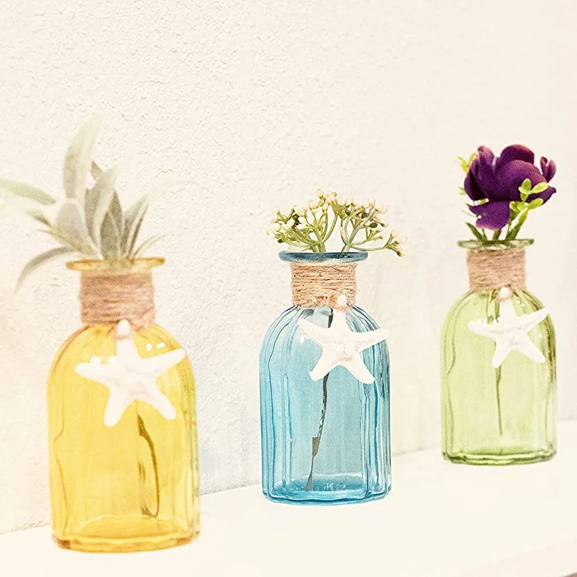 Retro Small Glass Vase Embossed Glass mini Vase small glass bud vase with low price Eco-friendly