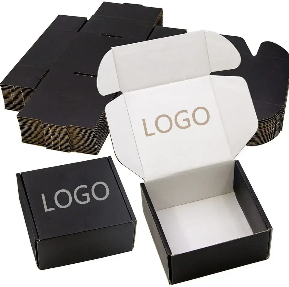 Free Design Luxury Black Custom Printed Hair / Nail / Cosmetic Small Packaging Box, Corrugated Paper Shipping Mailer Box