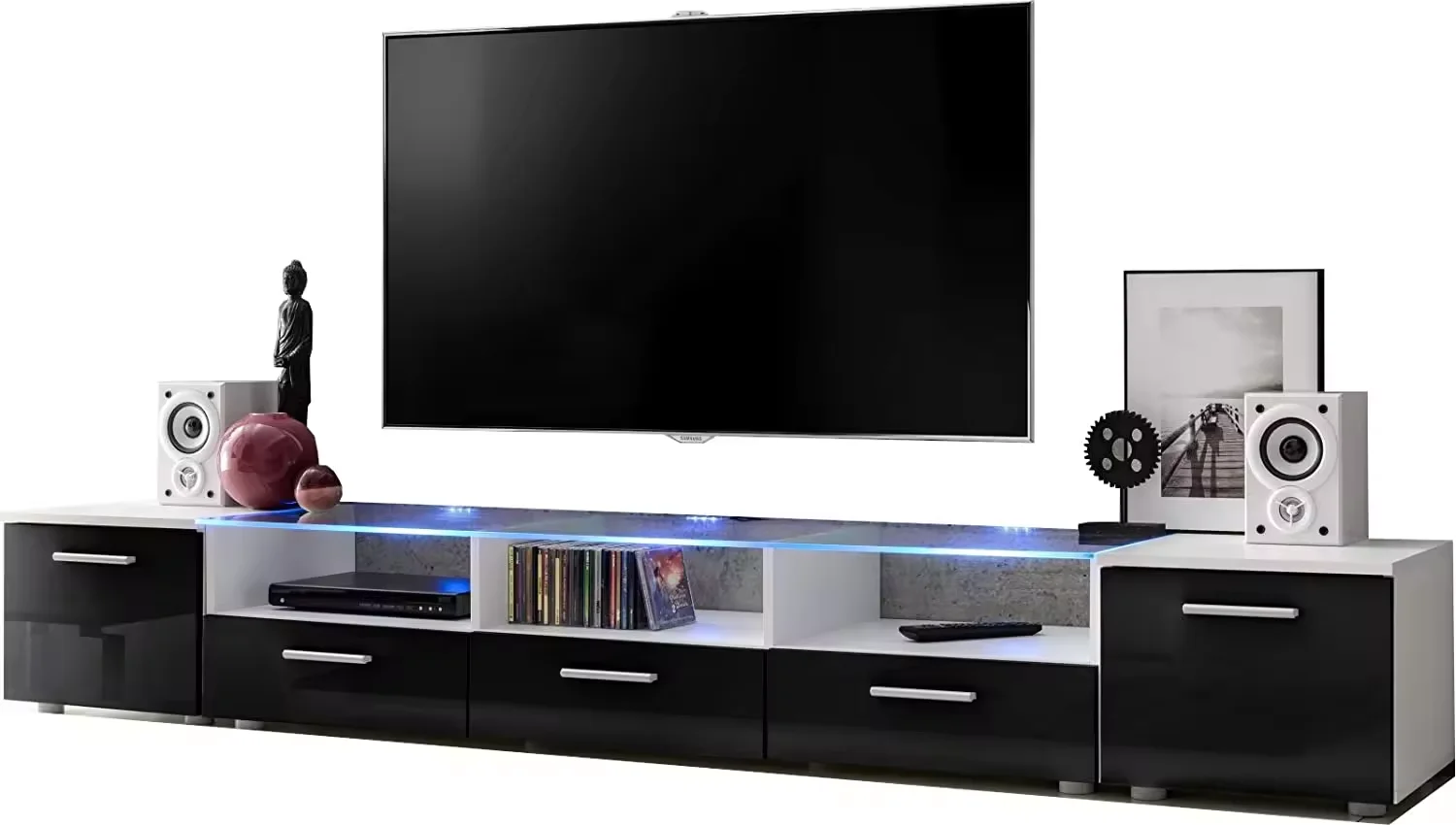 High Glossy Uv Tv Stand With RGB LED Lights and Tempered Glass TV Table Modern Cabinet Living Room Ffurniture