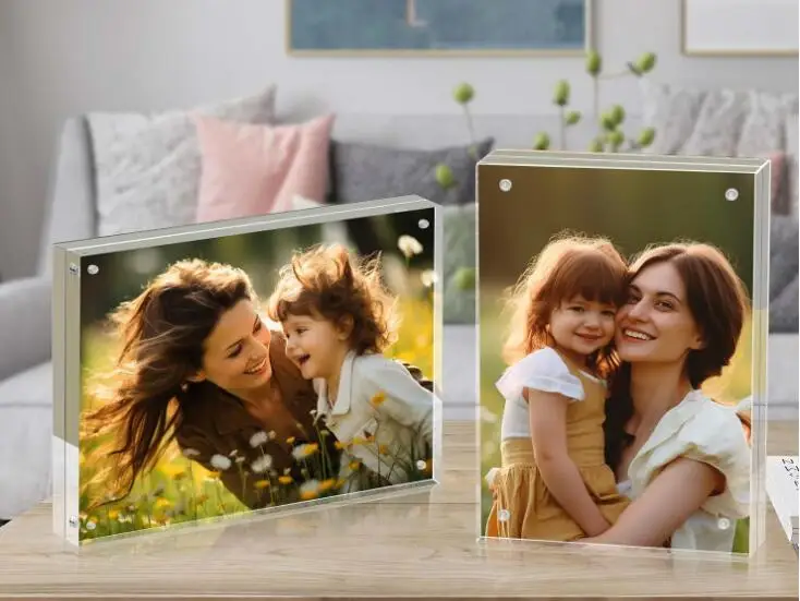 5x7 inch Clear  Acrylic Picture Frame Acrylic Magnetic Block Photo Frame