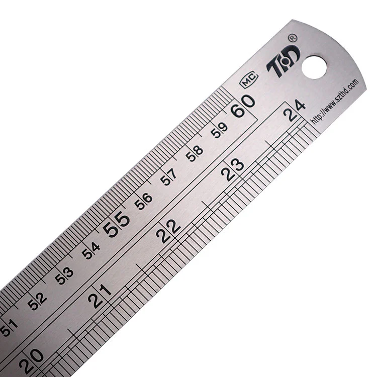 Оптовая продажа, новейший серебристый утолщенный материал, обучающая стальная линейка 60 см