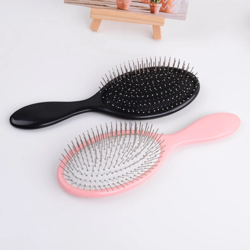 New Hot Sale Pink stainless Steel metal pin bristle Needle Hair Brush With Nylon Hair Brush For Salon