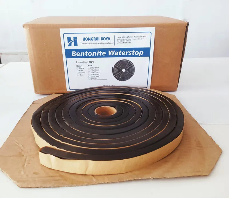 Hydrophilic swellable bentonite butyl waterstop swelling water stopper waterbar for construction joint