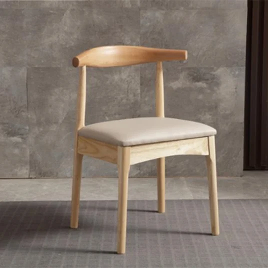 2023 Modern style Luxury hotel solid wood cow horn chair Wood Restaurant Dining chair