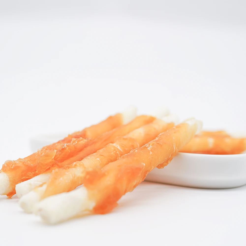 pet treats Rawhide stick  with chickenmeat for dog treats dog food