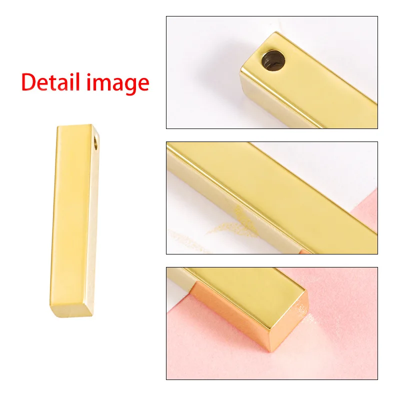 Mirror Stainless Steel Stereo Rectangle Jewelry Accessories DIY Stereo Rod Glossy Laser Pendant Wholesale