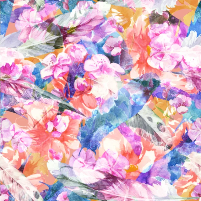  Wholesale Customized Floral Design Digital Print 100% Silk Chiffon Fabric For