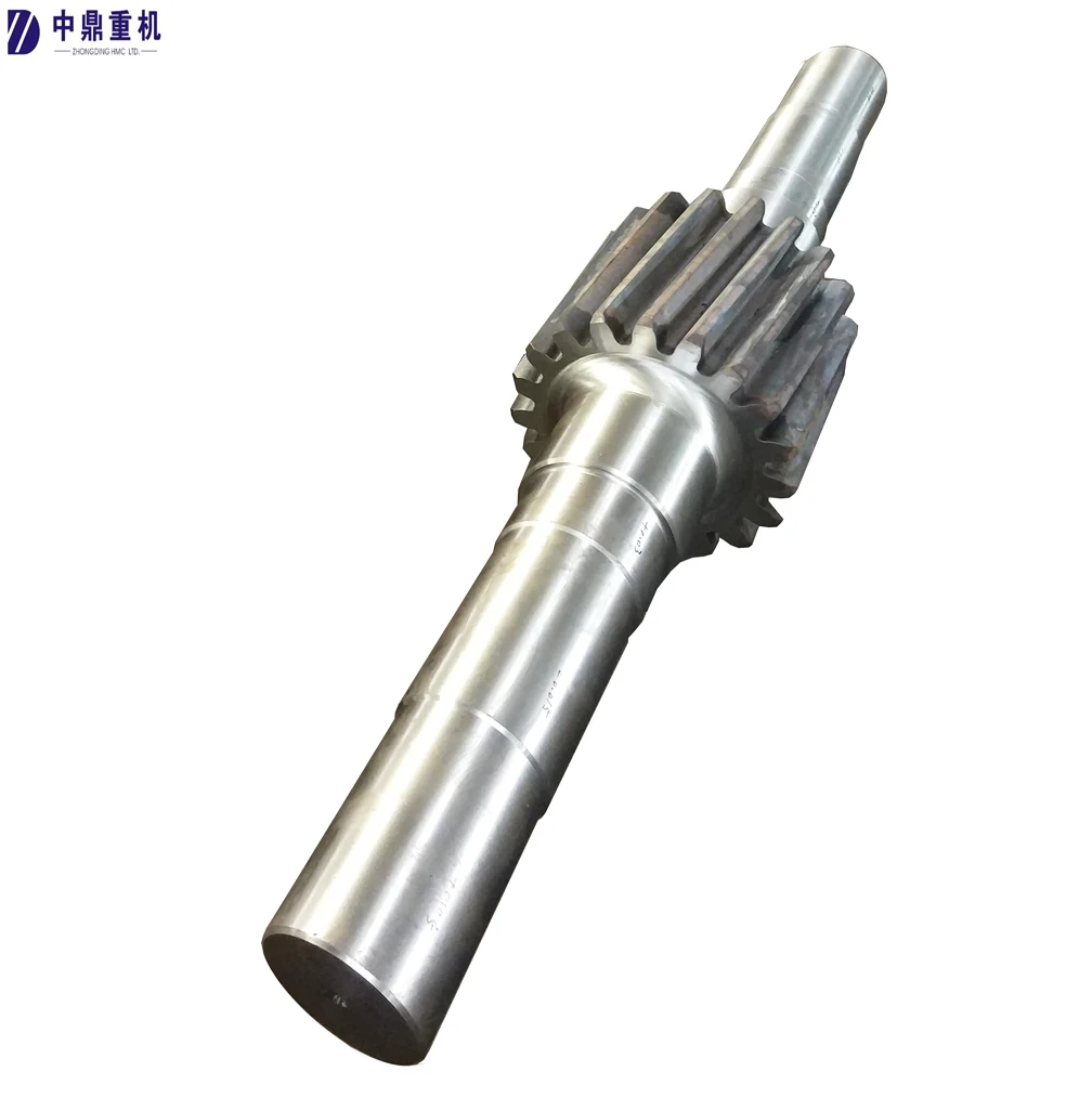 Heavy duty lathe machining forging steel shaft pinion/rotary kiln customized gear pinion/cement mill pinion shaft
