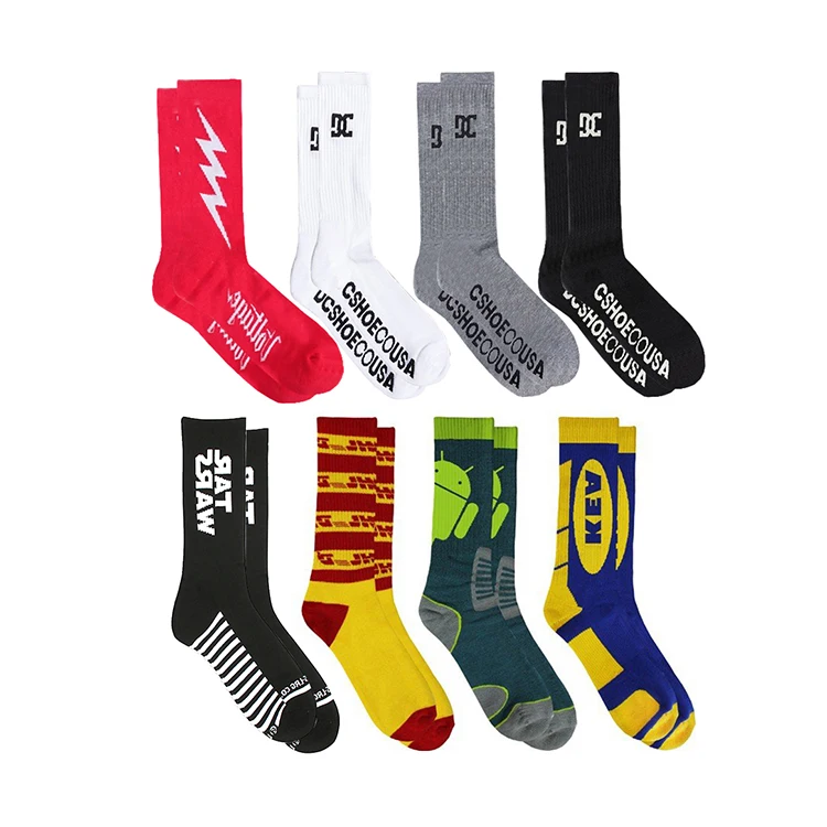 High quality sport socks black ribbed socks cotton tube custom logo socks for sports