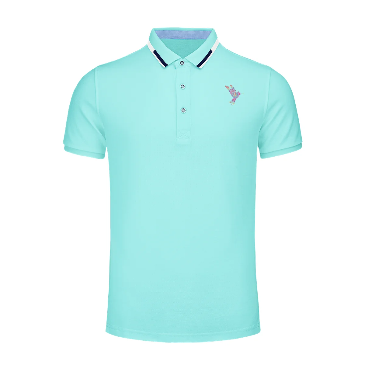 
pocket golf polo shir bird pattern collar shirt polo embroidery fitness cotton men polo shirt 