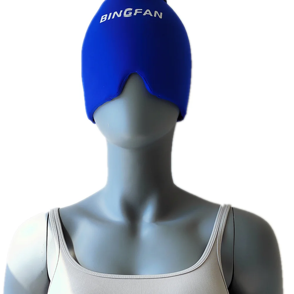 Polybag Rehabilitation Therapy Supplies Customized Pink Liquid Gel Cold Hot Pack Design for Migraine Relief Cap Stretch Fabric