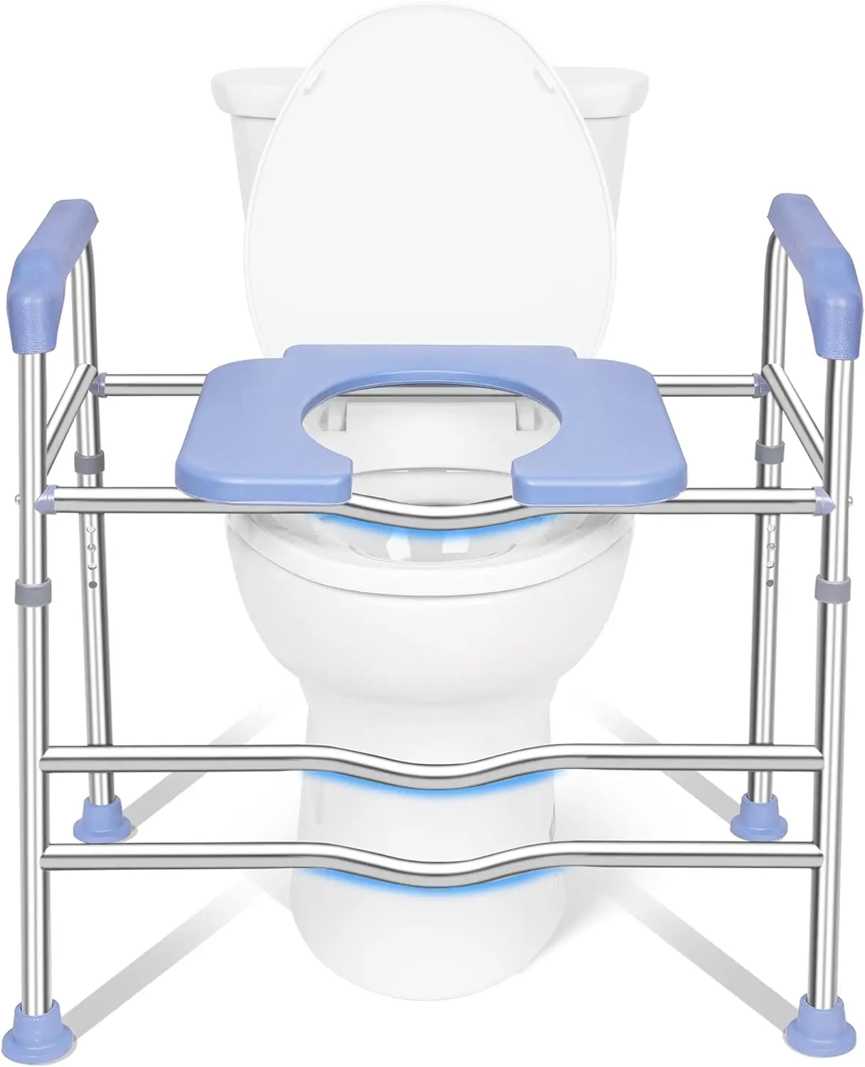Height Adjustable 400 lbs Commode Chair Seniors Disabled Pregnant Fit Raised Toilet Seat Riser with Handles Walker & Rollator