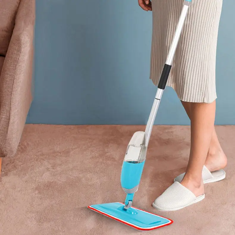 DS1401 Floor Cleaning Water Wet Floor Mop with Sprayer 360 Degree Swivel Flat Floor Mop Microfiber Easy Cleaning Spray Mop