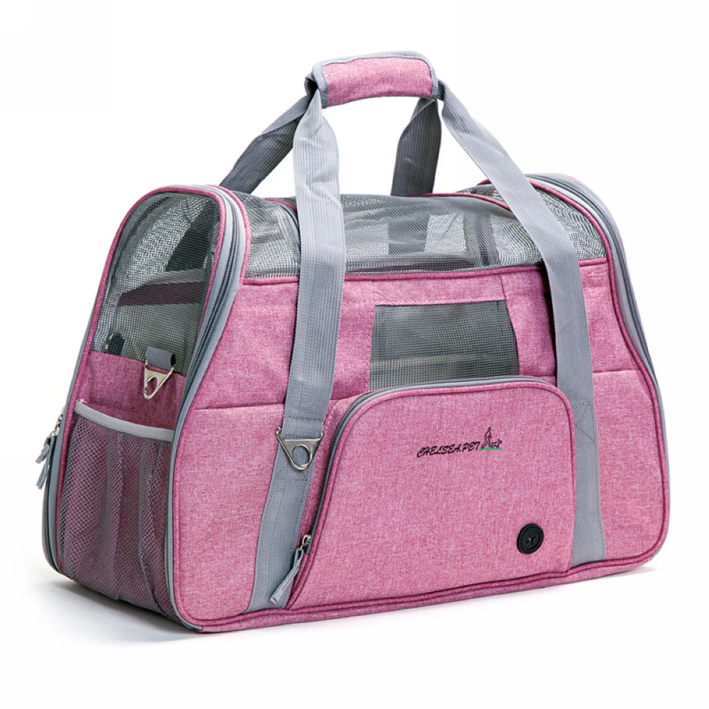 LDLC  trapzoid 900D two tone tan color Soft Sided Large Cat  Dog Comfort  handle  pet tote carrier for travel