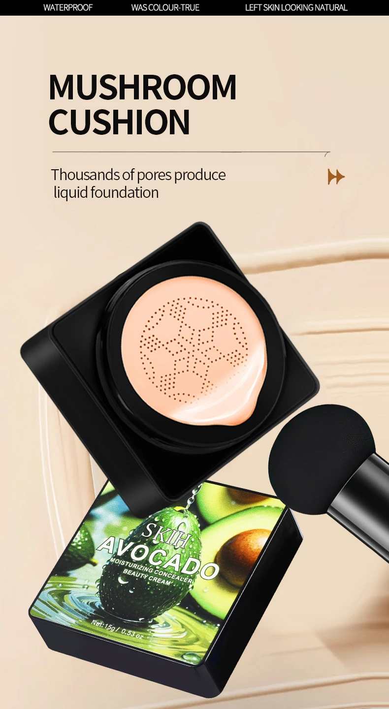 SKIH Waterproof Brightening Air Cushion Bb Cream Ivory Natural Color Avocado Beauty Cream Mushroom Head Air Cushion Cream
