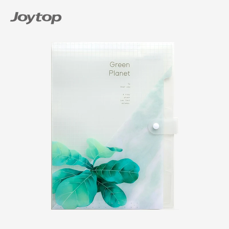  Joytop 6611 индивидуальная папка с зеленым растительным узором A4 PP 5 карманов расширяющаяся для файлов