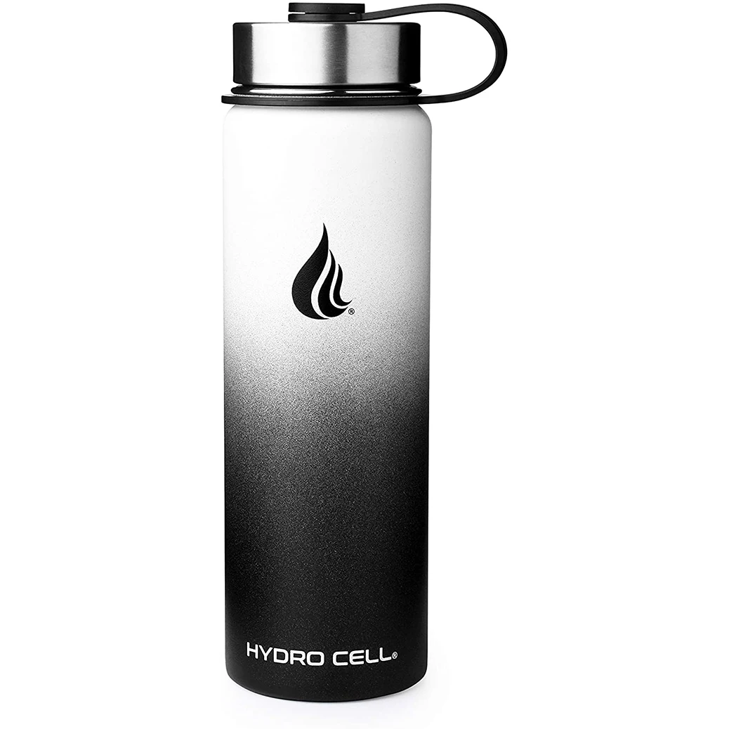 HYDRO CELL Stainless Steel Water Bottle Straw & Wide Mouth Lids Keeps Liquids Perfectly Hot or Cold with Double Wall Vacuum